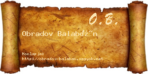 Obradov Balabán névjegykártya